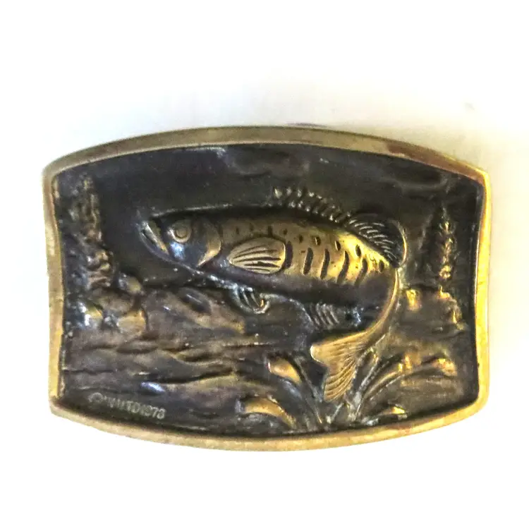 Vintage 1976 Solid Bronze Belt Buckle Heritage Mint Registered Collection DN0132 Wildlife Fish Design John J. Judd