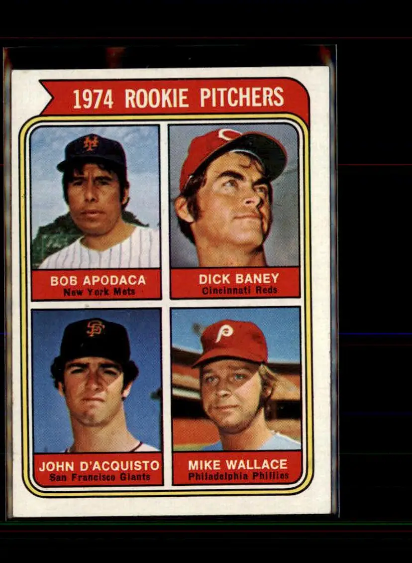 1974 Topps #608a RC Pitchers ERR (Apodaca/Baney/D'Acquisto/Wallace) - ( pk1 ) -
