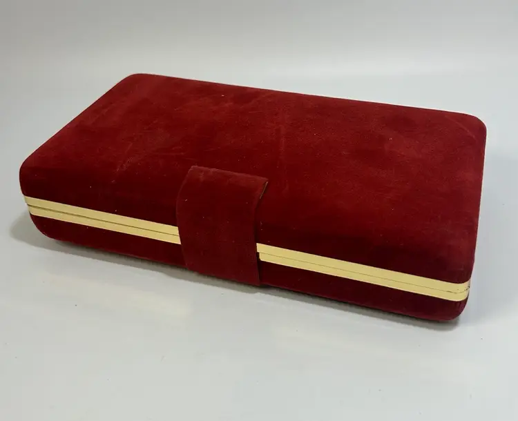 Vintage Red Felt Snap Closure Jewelry Box