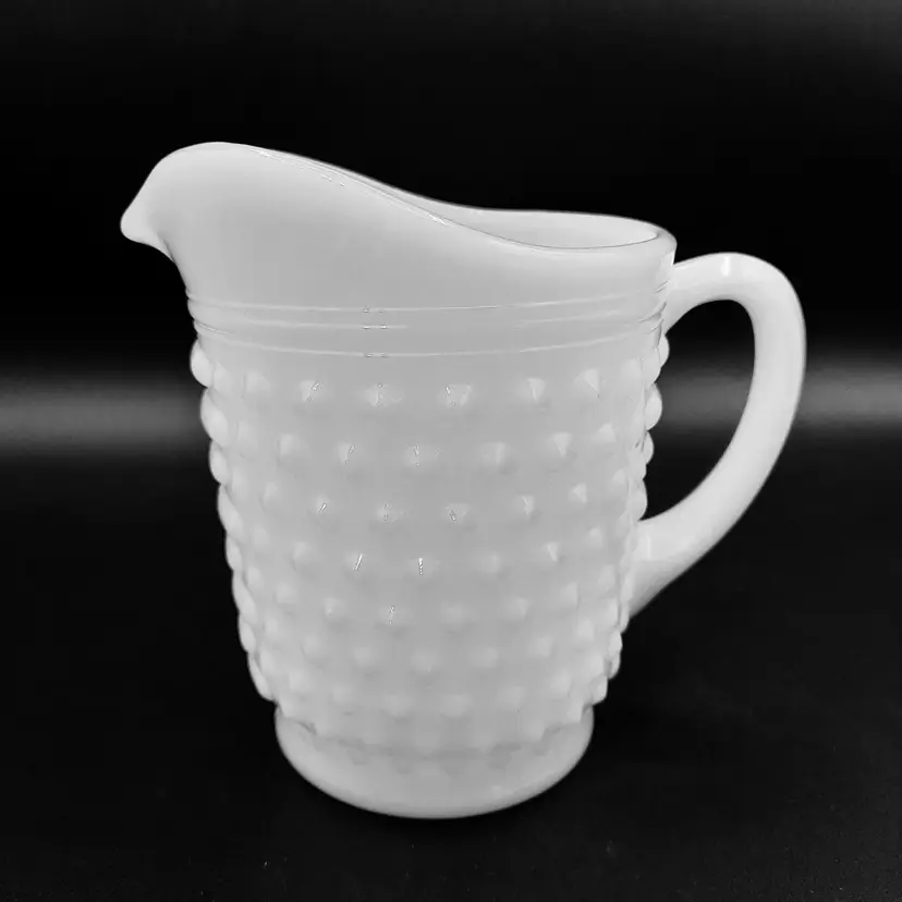 White Milk Glass Hobnail Small Pitcher Creamer