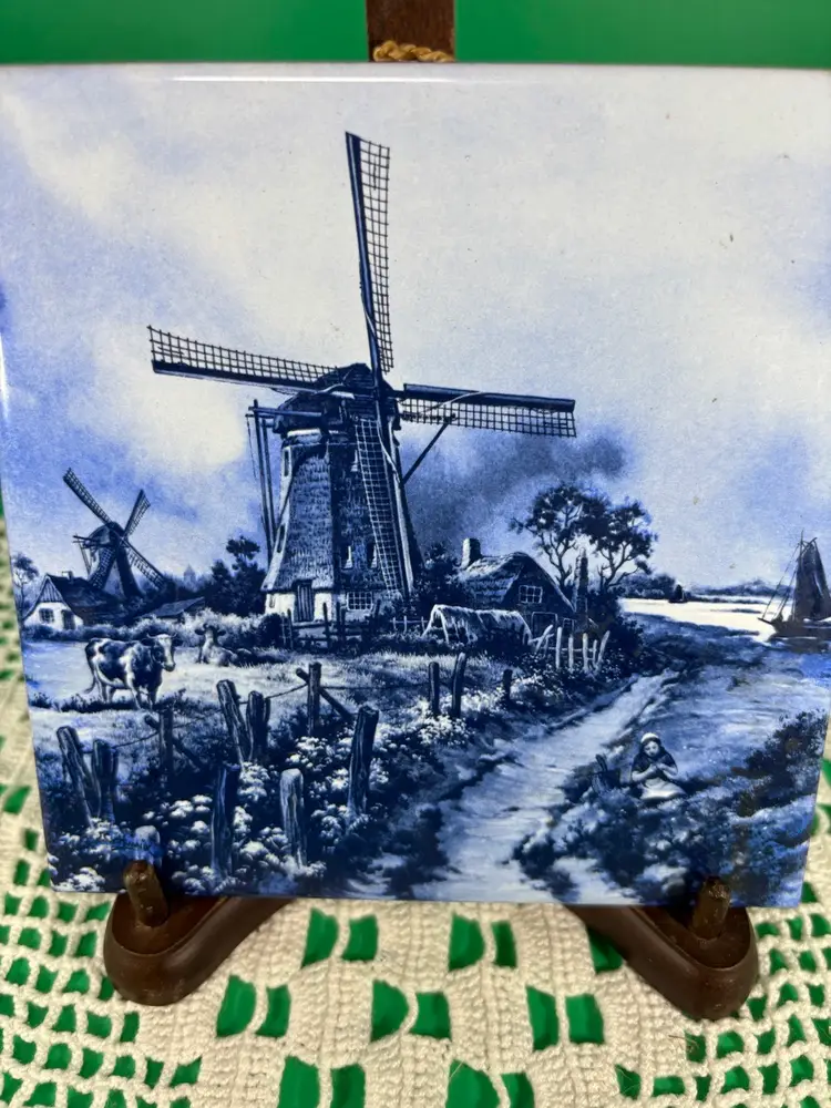 Vintage Ter Steege Decorative Windmill Tile