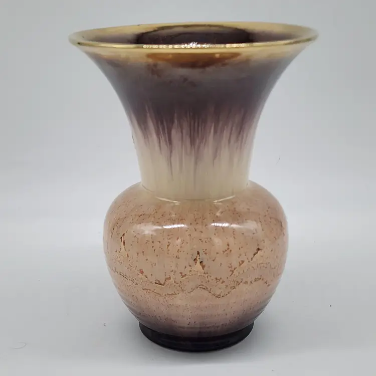 Vintage U Keramik West Germany Ceramic Vase With Ombre Brown & Beige Glaze