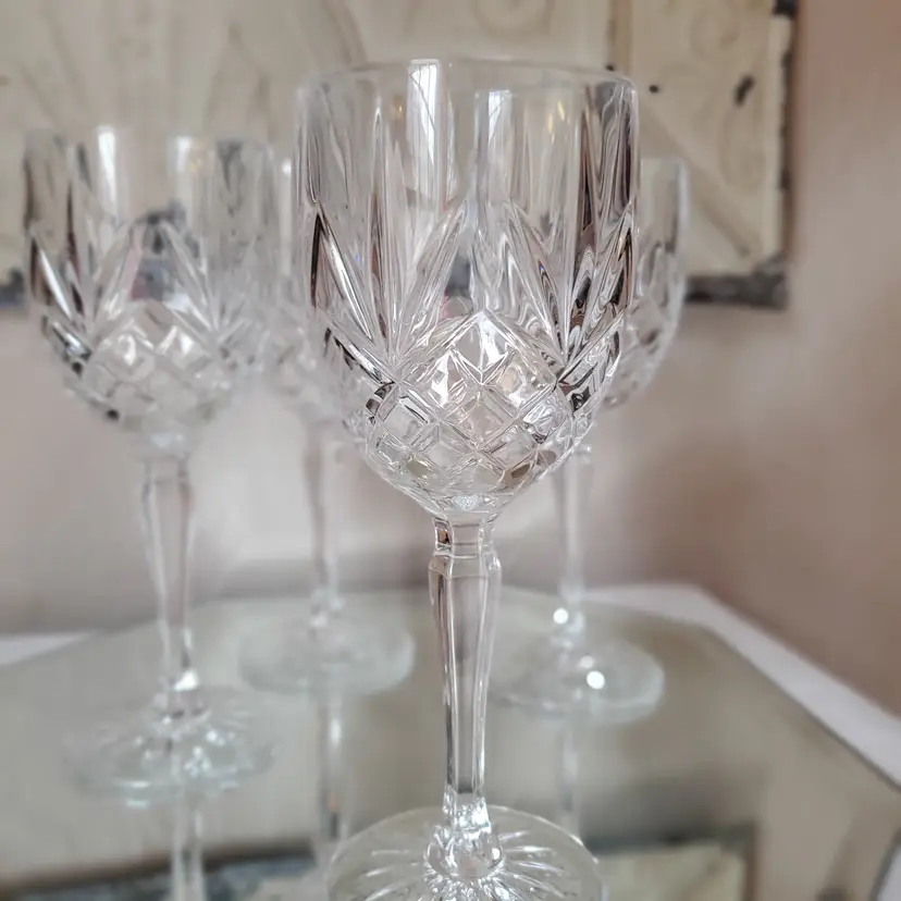 Set of 4 Cristal D'Arques France 24% Lead Crystal Wine Glasses