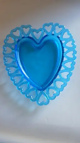 Vintage Blue Heart-Shaped Glass Dish