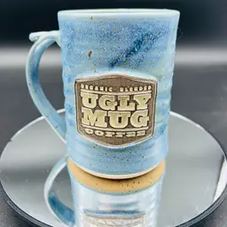 handcrafted ceramic mug from "Ugly Mug Coffee".