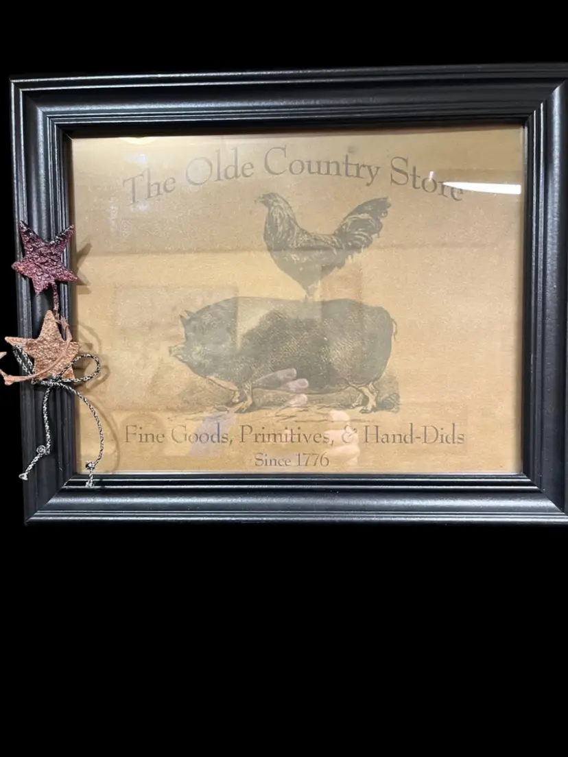 "The Olde Country Store"-"Fine Goods, Primitives, & Hand-Dids" Framed Picture