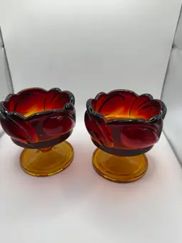 LE Smith Candle Holders Amberina Glow