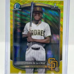 Jhoan de la Cruz 2025 Bowman Chrome Yellow Wave Refractor /75 San Diego Padres