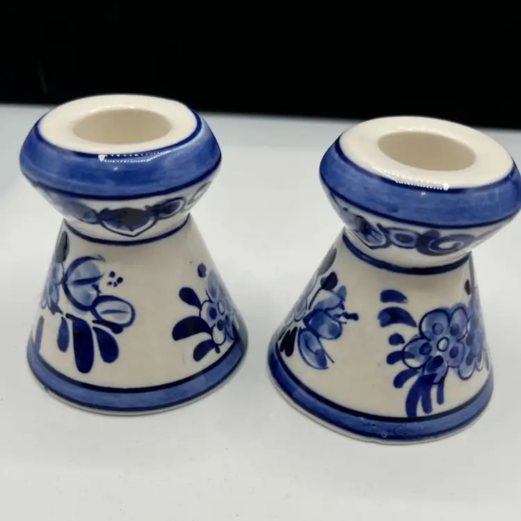 VINTAGE DELFT BLUE CANDLE HOLDERS