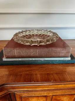 Vintage Fostoria 10" Large 1940's Round Ashtray In a Pressed Clear Glass Design