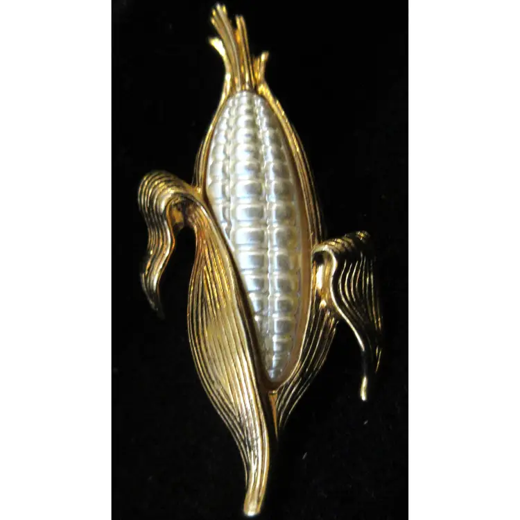 Vintage Avon Gold Tone Metal Corn Tac Pin - 2 Inches