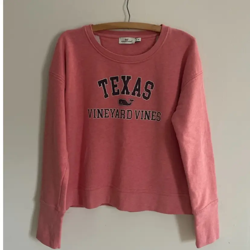 Vineyard Vines Texas Sweatshirt Pink Boxy Womens M Preppy Collegiate Cotton Comfy French Terry