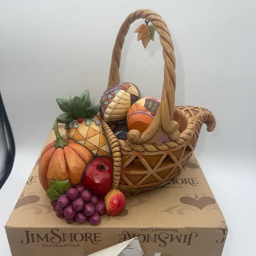 Jim Shore "Bounty of Blessings" Set of 5 Cornucopia Basket - 8” Tall