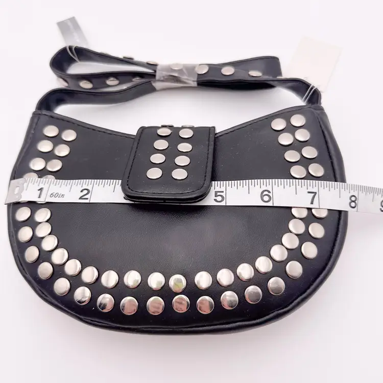 Black Studded Faux Leather Purse Handbag B25