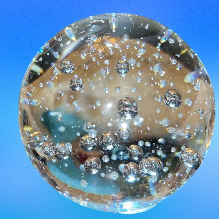 Medium Clear Glass Bubble Paperweight