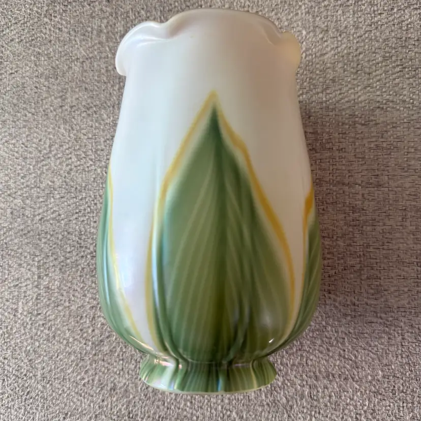 Lundberg Studios 1987 Signed Art Glass Lamp Shade Pulled Feather Design 5"