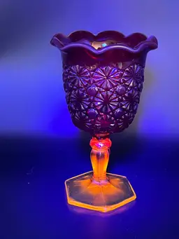 GLOWS L. E. Smith Daisy And Buttons Goblet Amberina