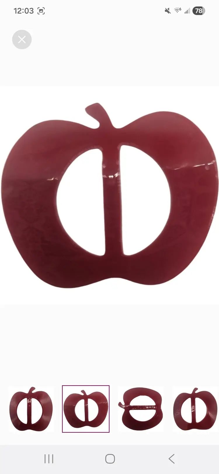 Vintage Plastic Apple Belt Buckle Scarf Clip