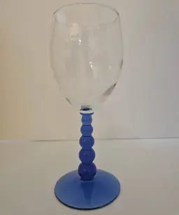 Libbey Metropolis Wine/Water Goblets with Blue Ball Knob Stems