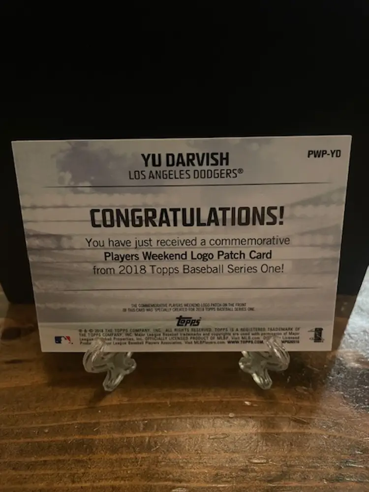 2018 Yu Darvish Players Weekend Logo Patch Card