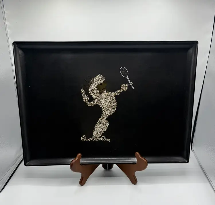 Poodle Tray by Couroc of Monterey, 15" X 10" Black Serving Tray