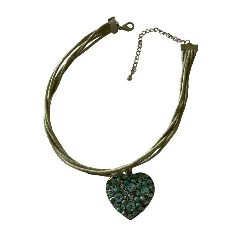 Vintage Pastel Blue And Turquoise Heart Costume Jewelry Beaded Necklace 