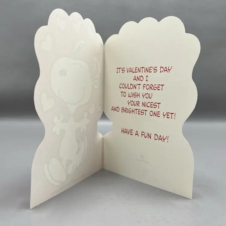 Vintage Hallmark Snoopy Valentine Die Cut Greeting Card Peanuts Hearts Love