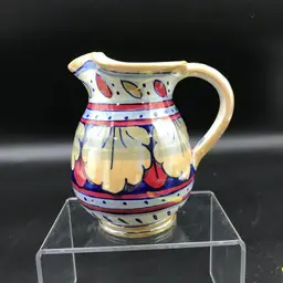 Italian Art Pottery Cream Pitcher Hand Painted with a Luster Finish