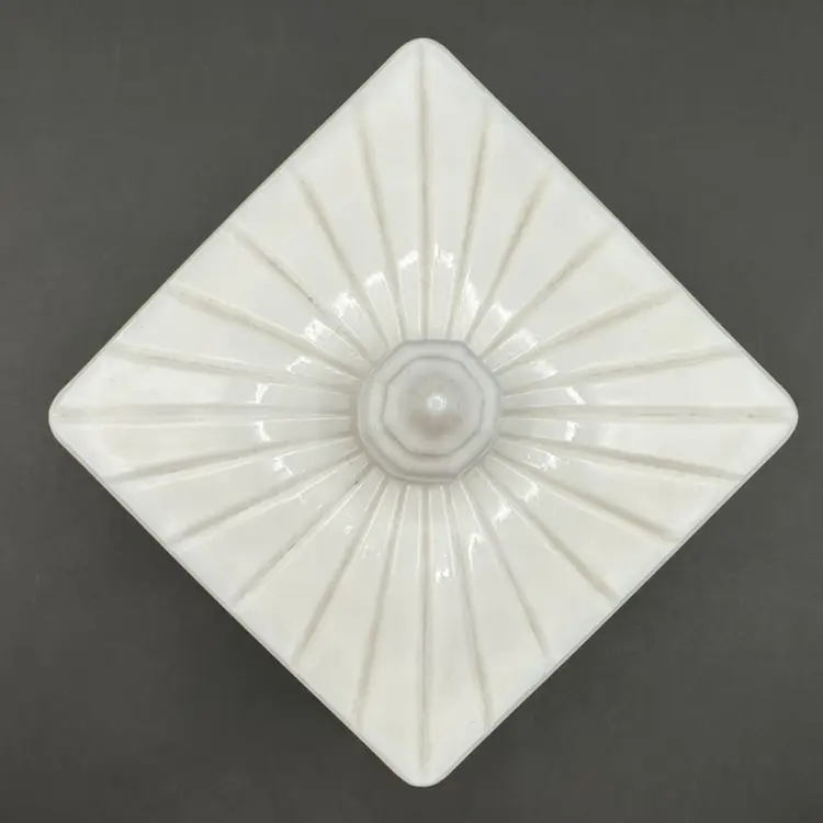 Vintage Milk Glass Square Westmoreland Quilted Pedestal Candy Dish 7”T 4.25”W