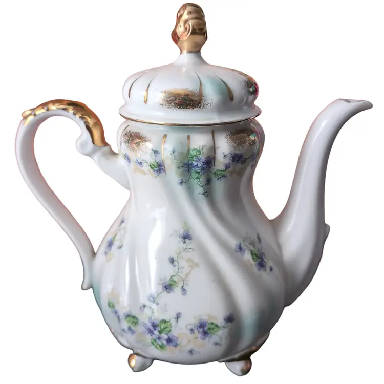 Antique Porcelain Floral Teapot
