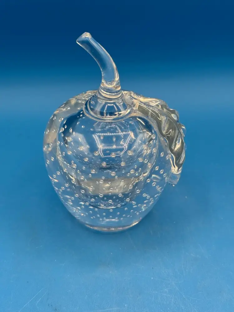 B. McKinney Glass Apple Paperweight W/  Bullicante Bubbles - Signed & Dated 2006