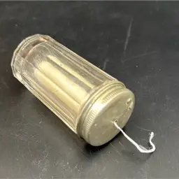 #01 Vintage Glass Jar Floss/String Holder, Antique Vanity Case Bottle For Fine Thread