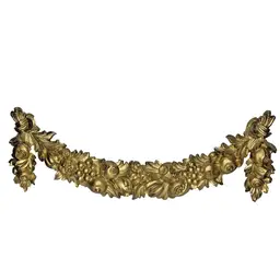 Vintage Hollywood Regency Italian Gold Gilt Resin Fruit Wall Swag ~ 1970s