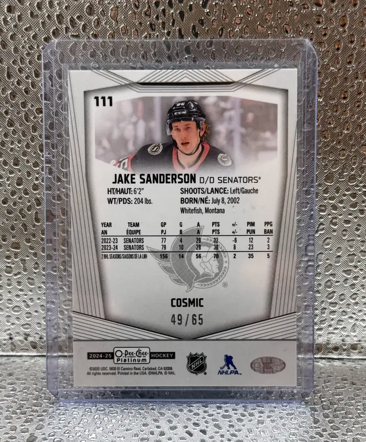 Jake Sanderson - 2024-25 O-Pee-Chee Platinum - Cosmic /65 - Ottawa Senators
