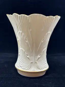 Lenox vase with embossed leaves and