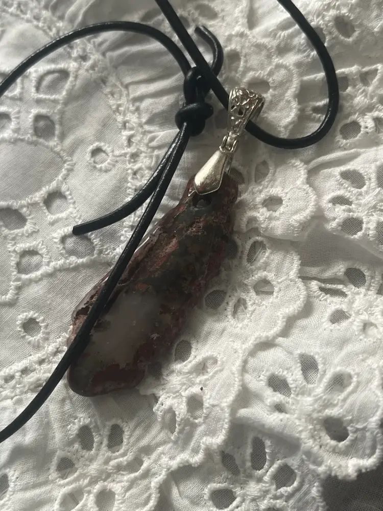 Handmade Petrified Wood Resin Necklace