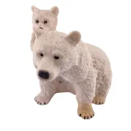 Vtg Polar Bear & Cub Figurine Alabaster and Resin Made in Italy Castanga 1988