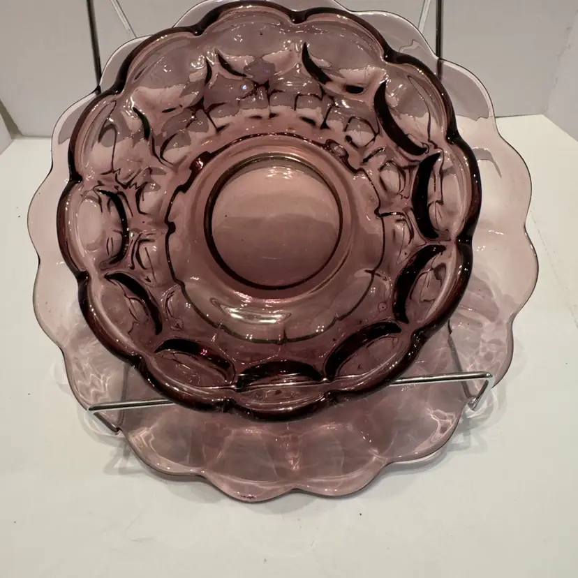 Imperial Glass “Ohio Provincial” Amethyst Bowl & Plate Set