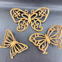 Set Of 3 Vintage Plastic Homeco Butterfly Wall Hangings