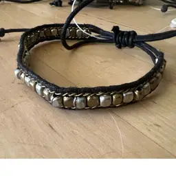 Lot Of 14 Black Pull Cord Bracelets With Metal Accents NWT