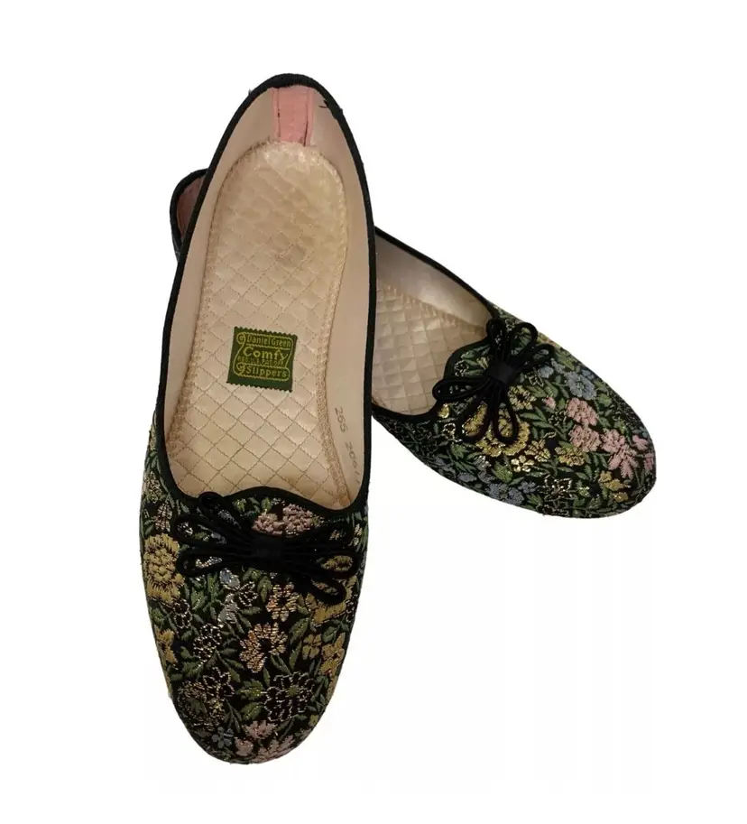 Vintage Daniel Green Slippers 50s 60s Size 6.5 B Multicolor Comfy Glamorous