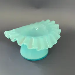 Vintage Fenton Aqua Ruffled Brim Hat