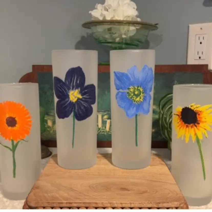 4pc Highball Frosted Glasses