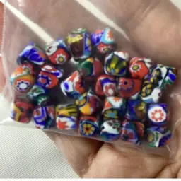 Small Murano Millefiori Glass Cube Beads  Possible Ercole Moretti 26