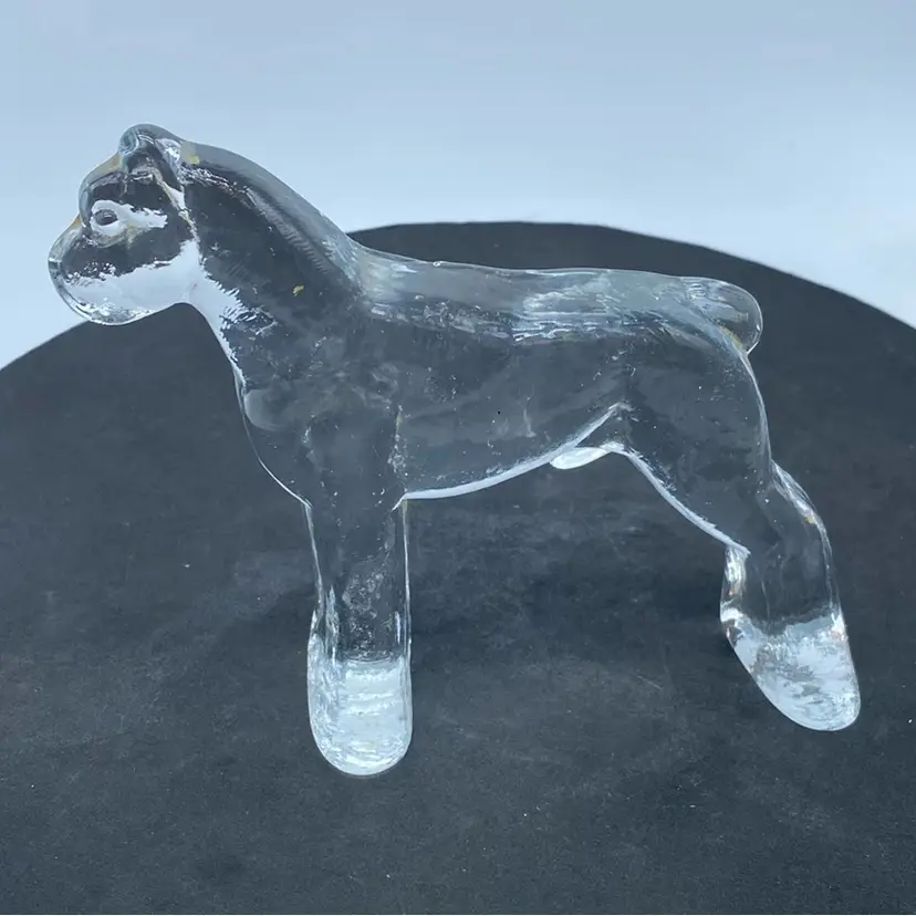 #0030 Kosta Boda glass boxer dog figurine by Bertil Vallien 6” x 5”