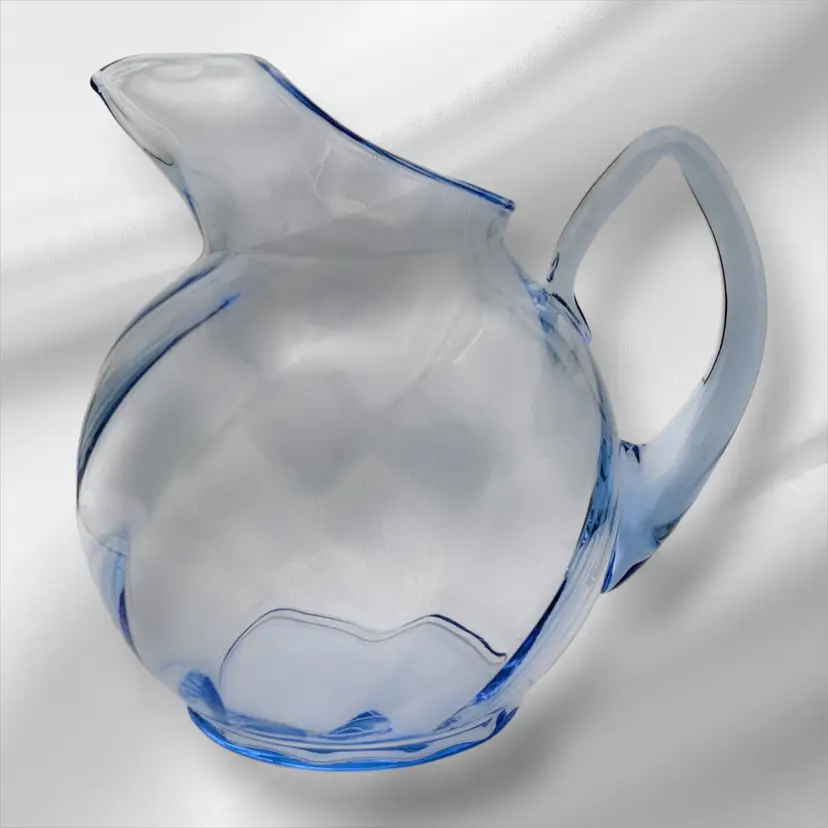 Cambridge Moonlight Blue Gyro Optic Elegant Glass Pitcher Ice Lip 86 oz. c1938
