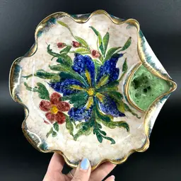 Hand Painted Italian Pottery Frog Dish AS IS