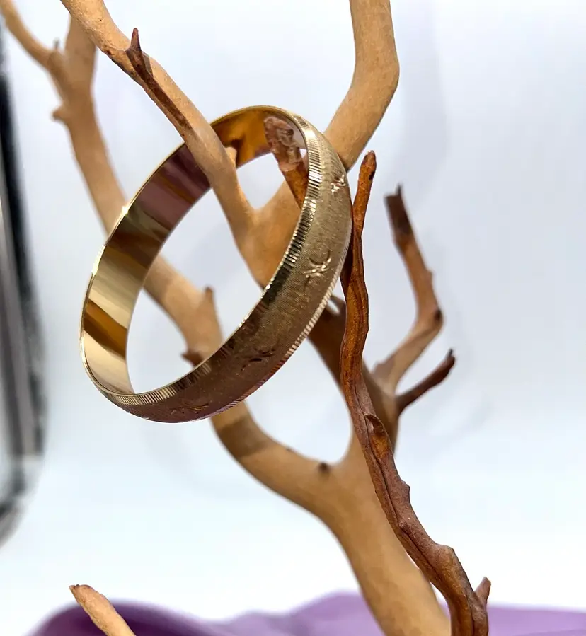 Vintage Monet Brushed Gold Tone Bangle Bracelet 7.5