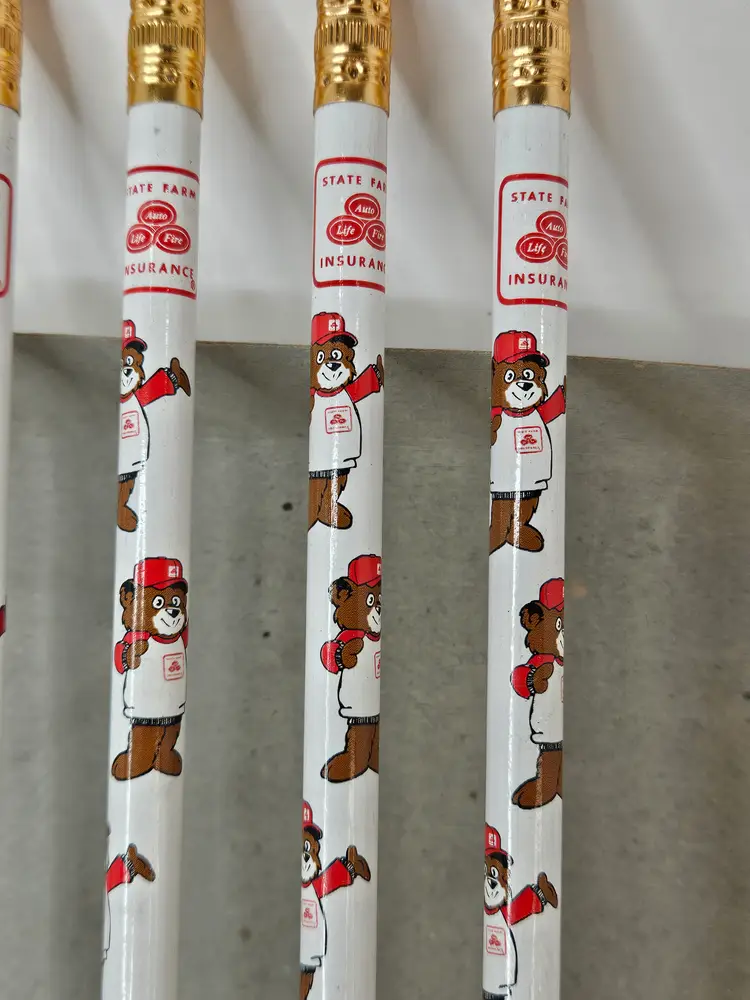 Lot of 150 Vintage State Farm Insurance Unsharpened Wood Pencils Insurabear 70s 80s