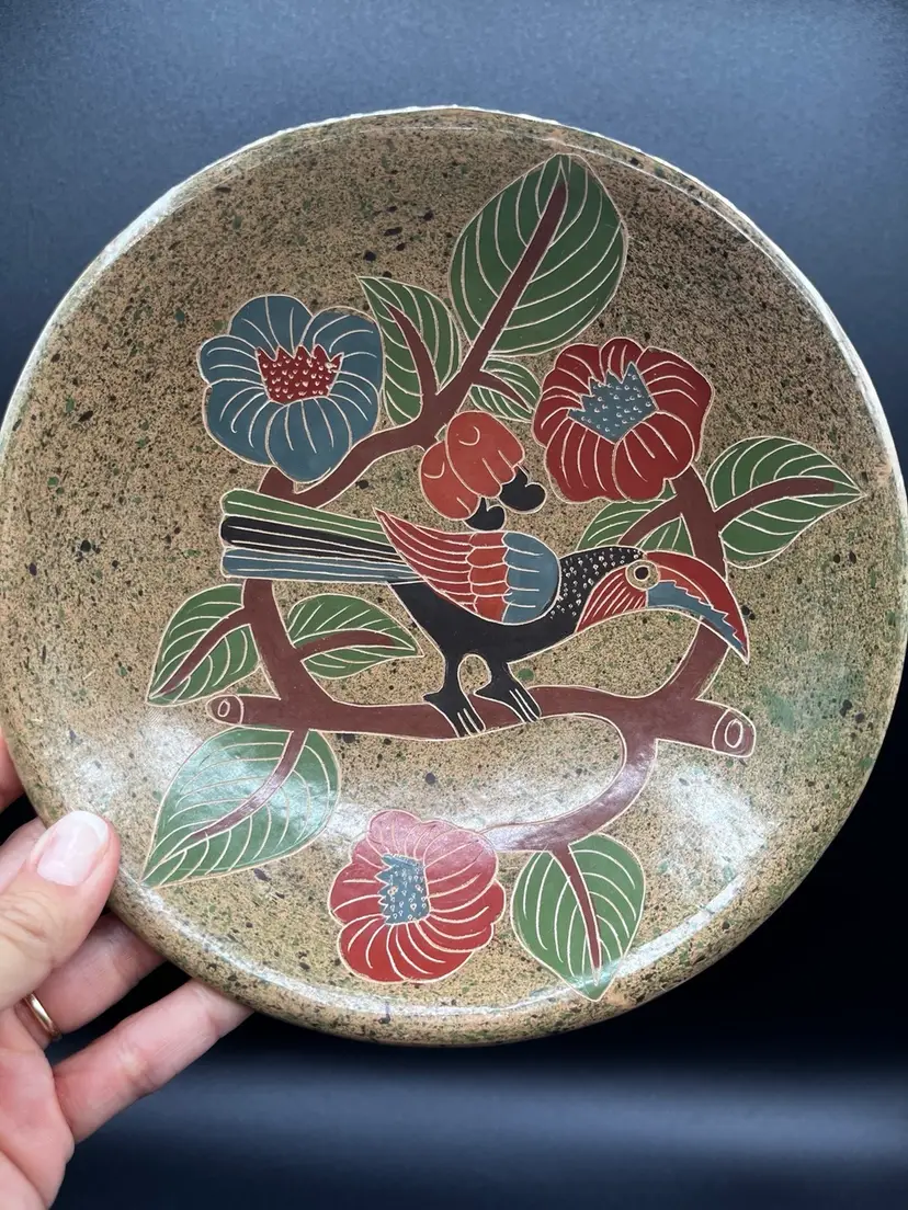Nicaraguan Hand Carved Toucan Shallow Bowl Wall Decor  7.5” 🦜